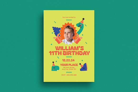 Dino Kids Birthday Invitation preview 4