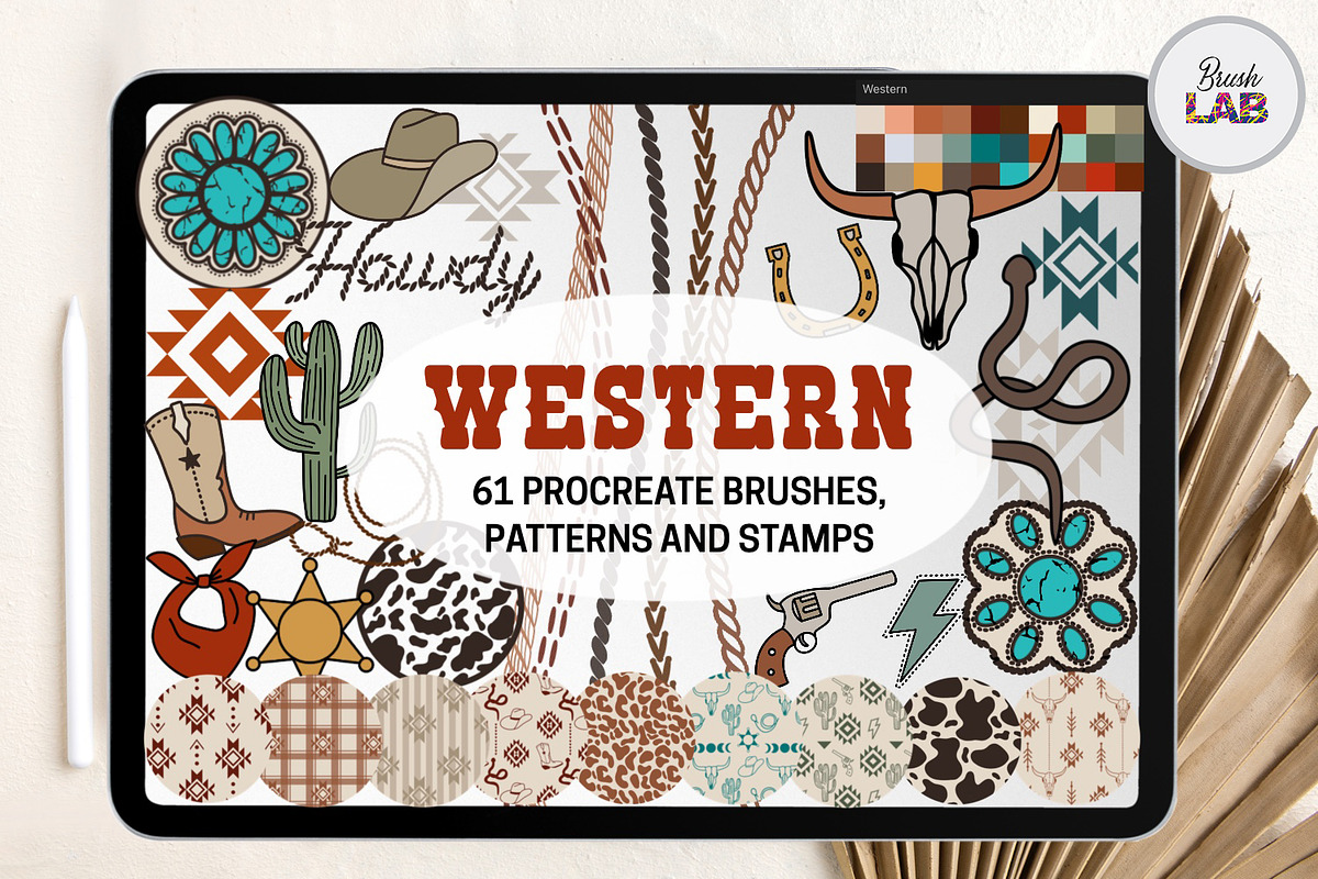 Western Procreate Brushes and Stamps, a Brushes & More by Brush Lab (Photo 1 of 8)