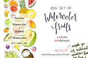 Big set of watercolor fruits, a Food Illustration by Ira Paisley (Thumbnail 1 of 3)