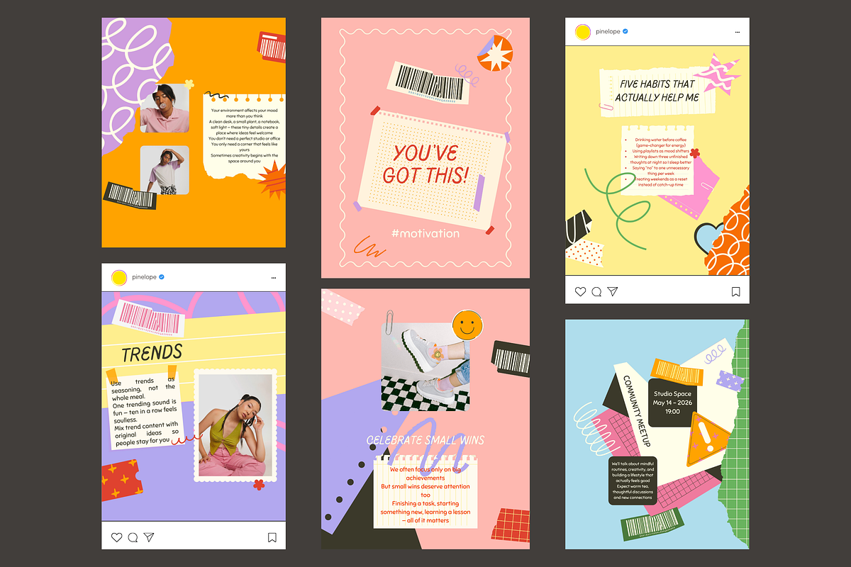 Pinelope Playful Instagram Templates, a Social Media Template by rainbojelia (Photo 7 of 18)
