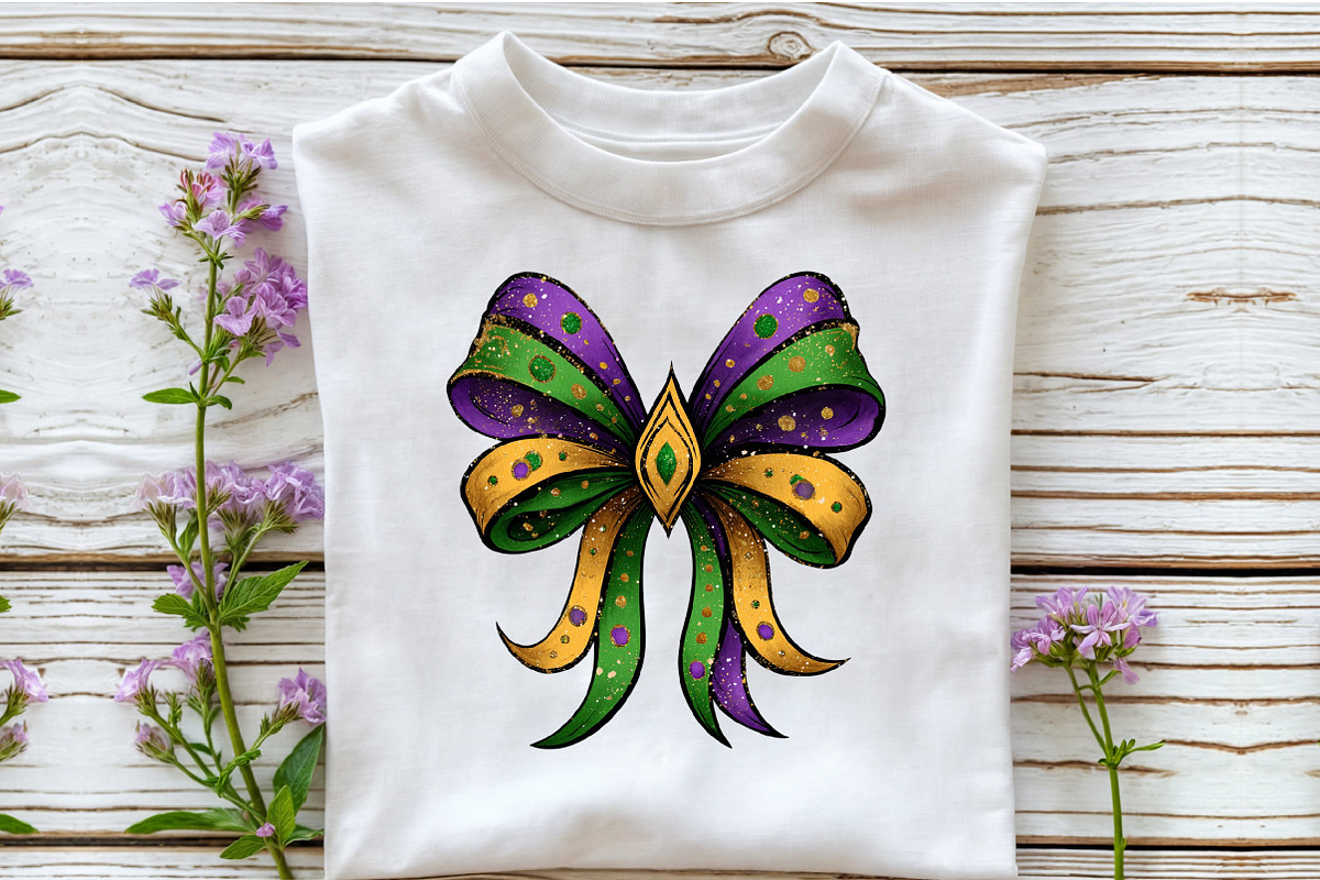 Mardi Gras Bow, Coquette Bow, Mardi, an Illustration by Sublimation Artist (Photo 6 of 6)