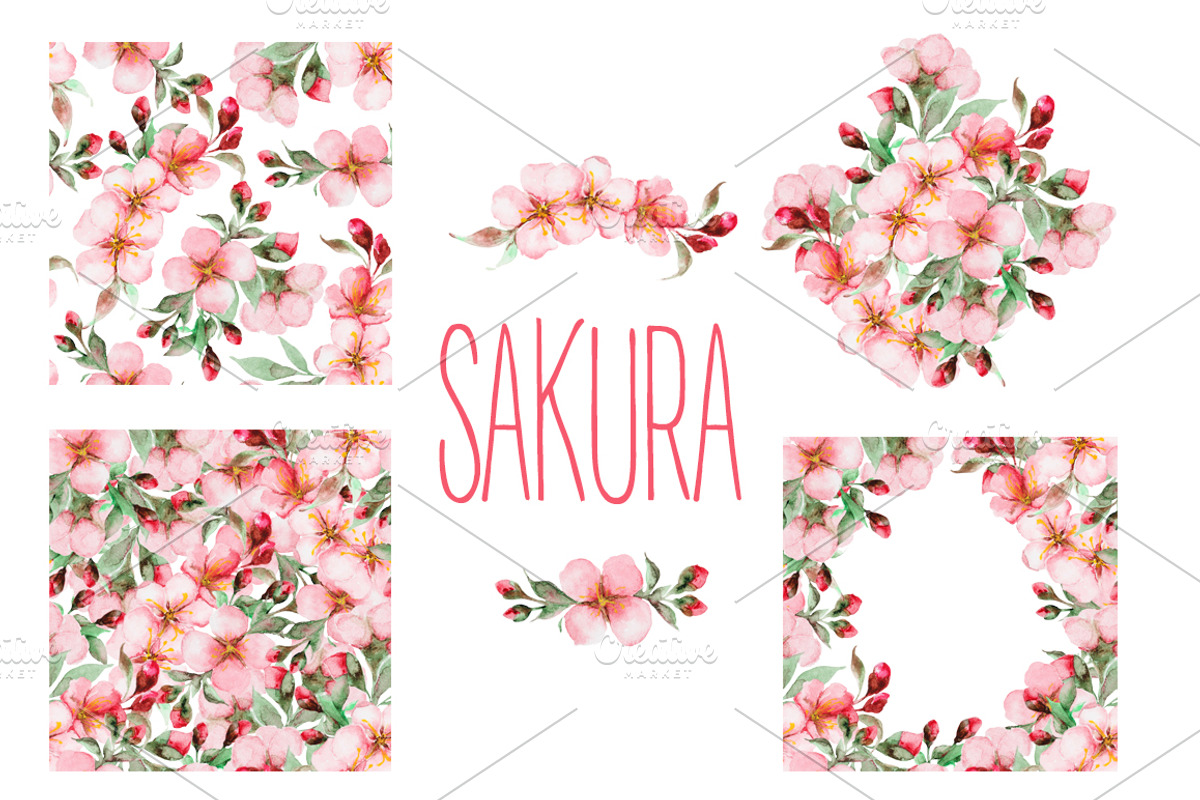 Sakura watercolor set, a Decorative Illustration by IvanFet (Photo 2 of 2)