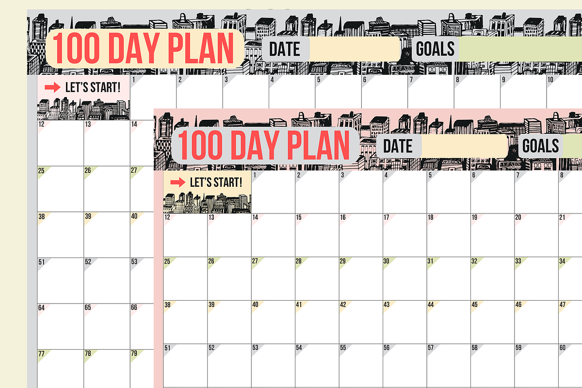 100 Day Challenge Habit Goal Planner, a Templates & Theme by IRSYART (Photo 3 of 9)
