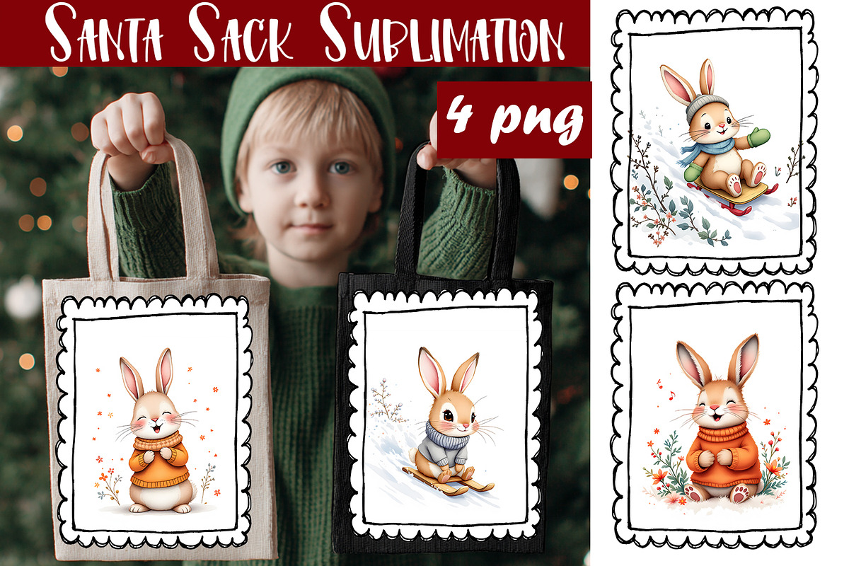Animal Christmas Tote Bag Sublimatio, an Animal Illustration by ElenazlataArt (Photo 4 of 5)