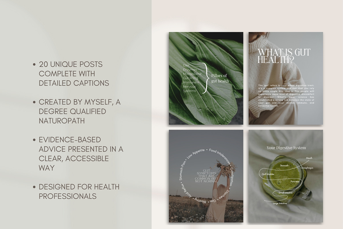 Holistic Gut Instagram Canva, a Social Media Template by Naturopath Hub (Photo 2 of 5)