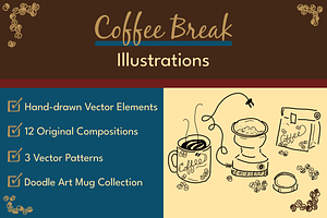 Coffee Break Illustrations, an Illustration by AJ Doodles