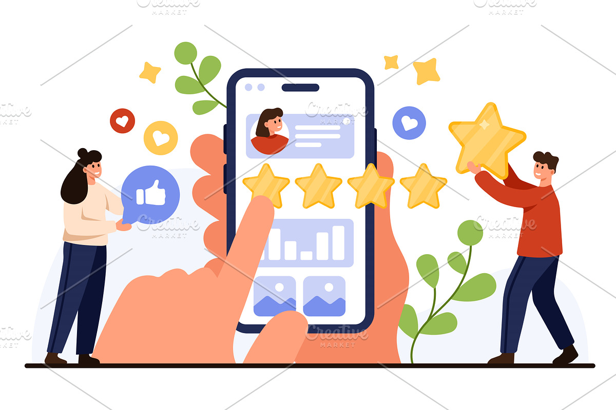 Mobile Feedback Rating Concept with, a Technology Illustration by Flashvector