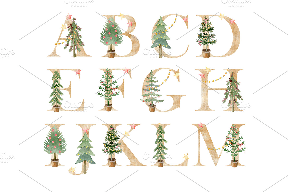 Watercolor Christmas trees clipart., a Decorative Illustration by TaPilipa (Photo 4 of 8)