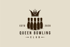 crown and bowling pins logo vector, a Branding & Logo Template by zyxroun shop