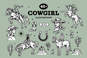 Cowgirl Vector Illustrations