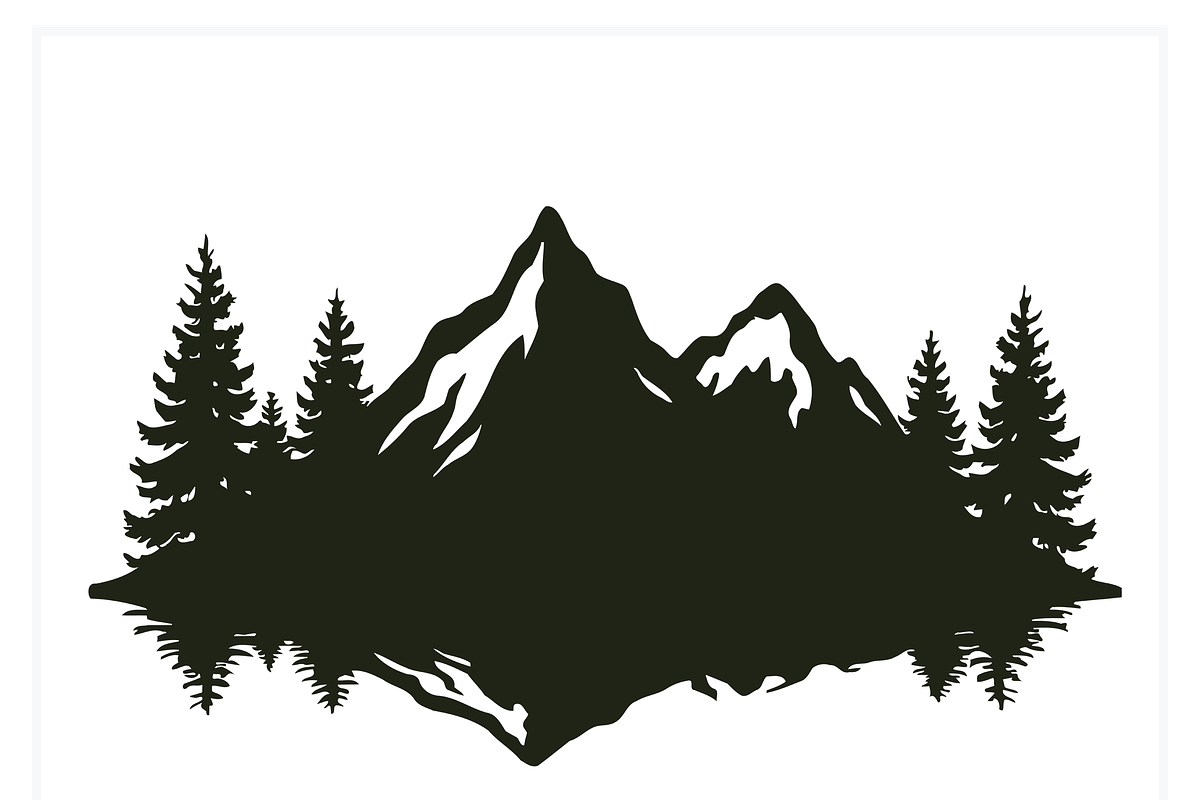 Mountain Reflection Silhouette Art, a Decorative Illustration by CarWrap design (Photo 3 of 3)