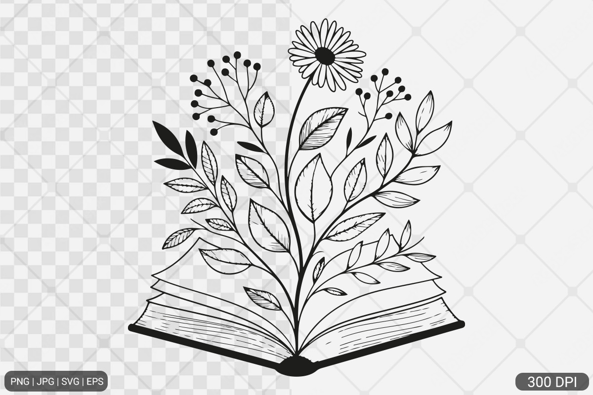 Floral Book SVG PNG Bundle Vol. 1, an Illustration by Actual Pixel (Photo 10 of 29)