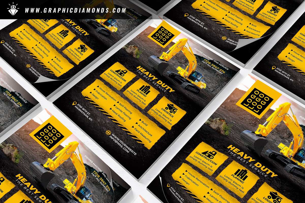 Construction Equipment Rentals Flyer, a Flyer Template by GraphicDiamonds (Photo 5 of 6)