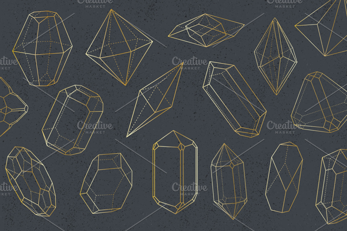 Mineralogy - 40 Vector Crystals, a Decorative Illustration by Helga Wigandt (Photo 6 of 6)