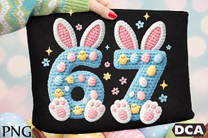 Crochet Six Seven Bunny Rabbit PNG, an Illustration by DreamCafeArt