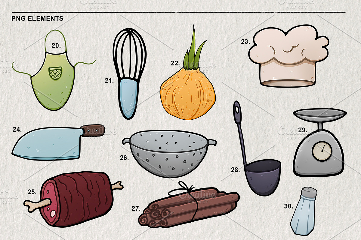 Kitchen set items and food 44 PNG, a Food Illustration by LOKSKIH (Photo 5 of 7)