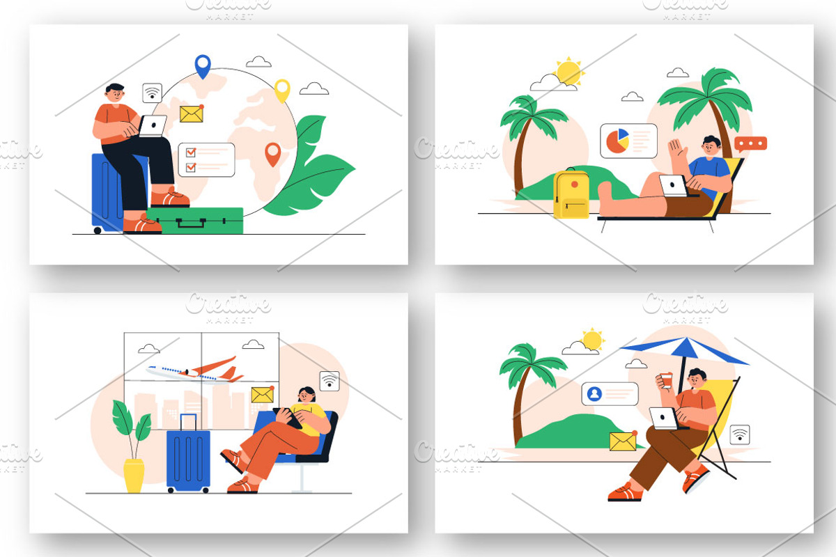 12 Digital Nomad Lifestyle, a Person Illustration by denayunebgt (Photo 3 of 4)