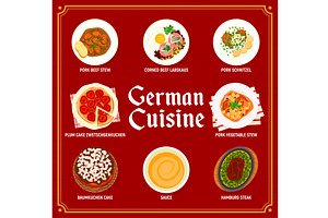 German cuisine meals menu, a Food Illustration by Vector Tradition