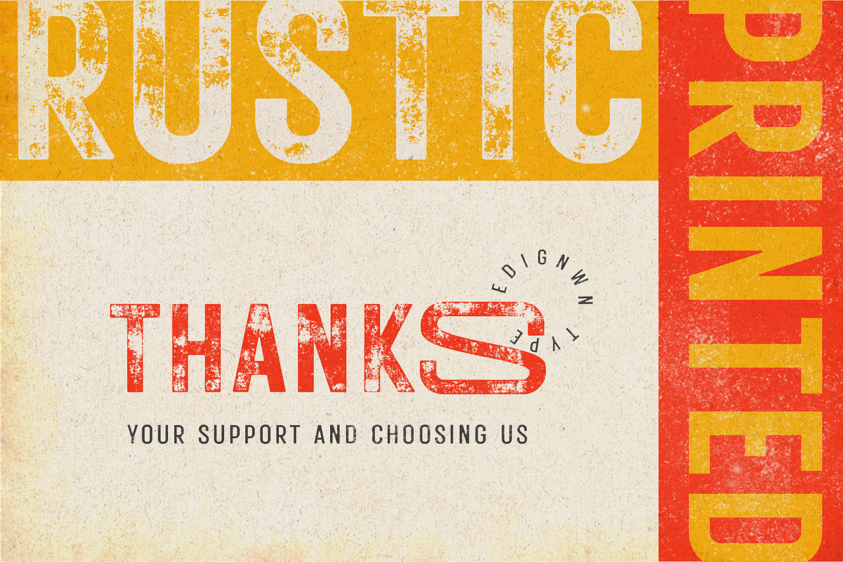 Rustic Printed - Vintage Font, a Sans Serif Font by Edignwn Type (Photo 8 of 8)