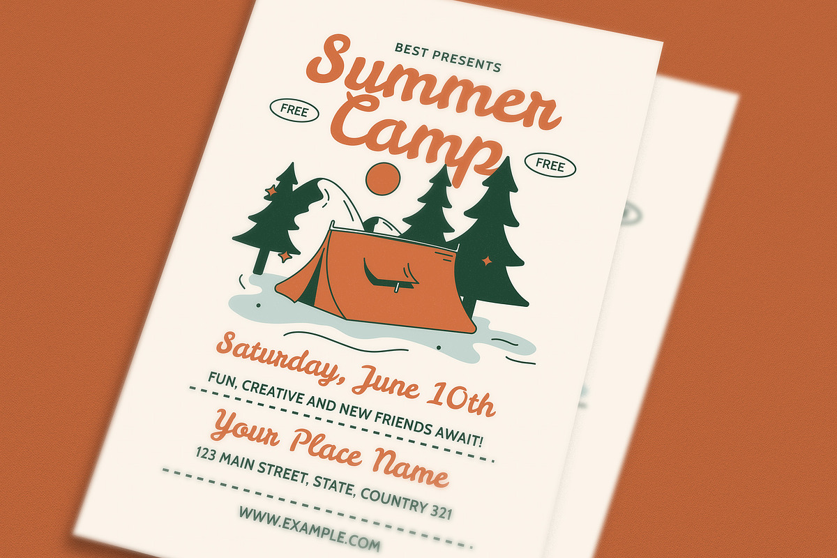 Retro Summer Camp Event Flyer, a Flyer Template by Guuver (Photo 3 of 3)