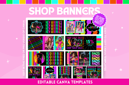 Neon Shop Banner Templates, a Shopify Template by SunshineStudioBoutique