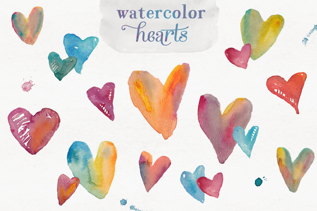 Watercolor Hearts, an Illustration by Angie Makes