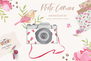 Photo Camera Watercolor Set, an Illustration by natalisart (Thumbnail 1 of 7)