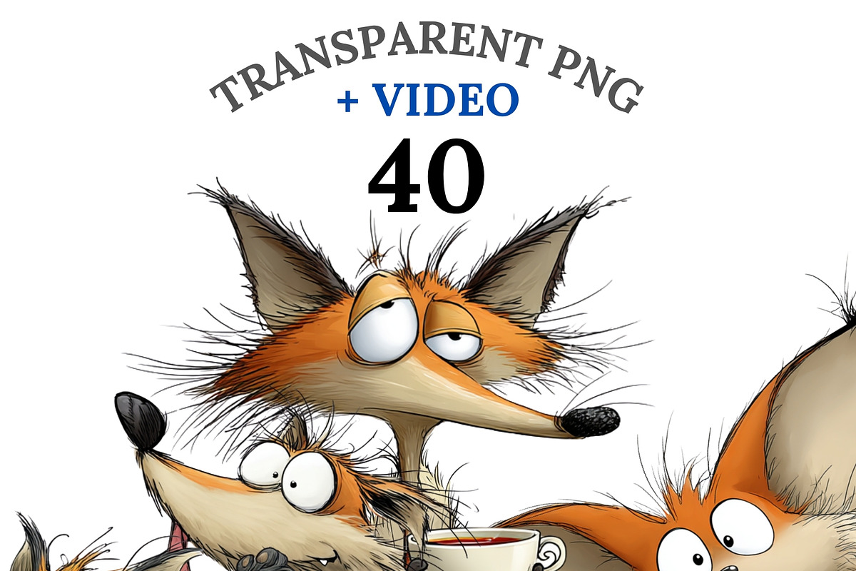 40 Quirky Fox Clipart Set, an Animal Illustration by Pati Charm Studio (Photo 1 of 8)