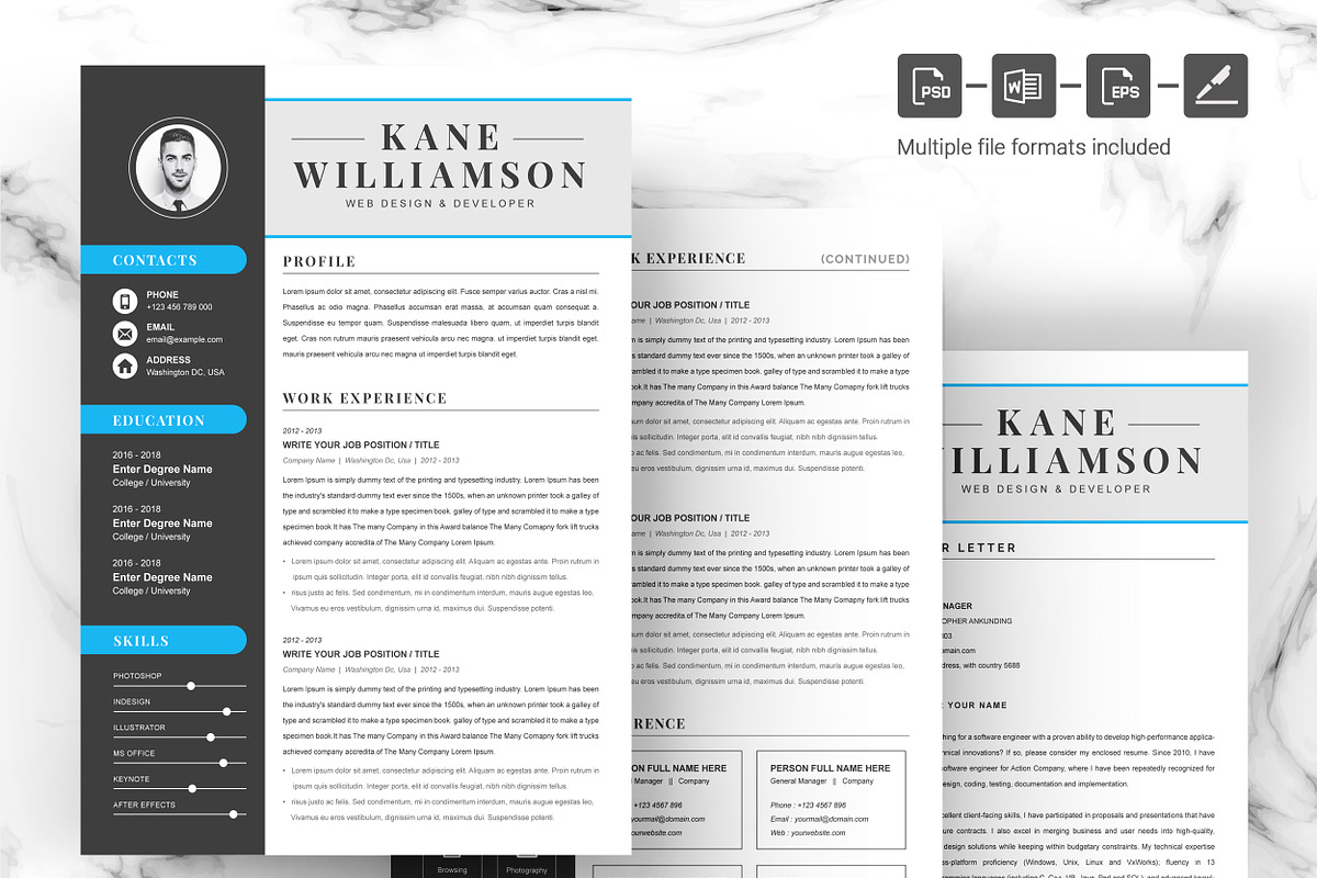 Modern Editable CV Design 2020, a Resume Template by ResumeInventor