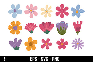 Set of blossom flower heads. Daisy, an Object Illustration by Vectorhight