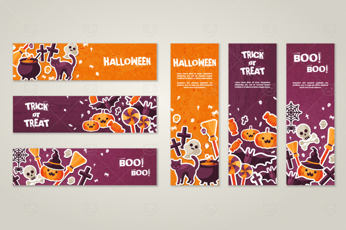 6 Halloween banners, a Decorative Illustration by kotoffei