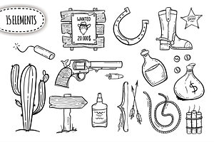 WILD WEST Hand Drawn Vector Elements