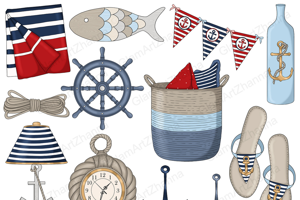 Nautical Clipart, a Transportation Illustration by GlamArtZhanna (Photo 3 of 5)