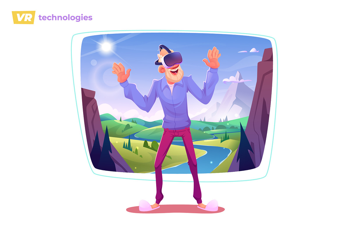 Old man vs Technologies AI, a Technology Illustration by VectorVision (Photo 2 of 5)