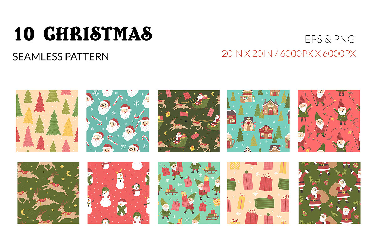 Christmas Santa Village Pattern, a Pattern Graphic by CreativeChristiana (Photo 2 of 9)