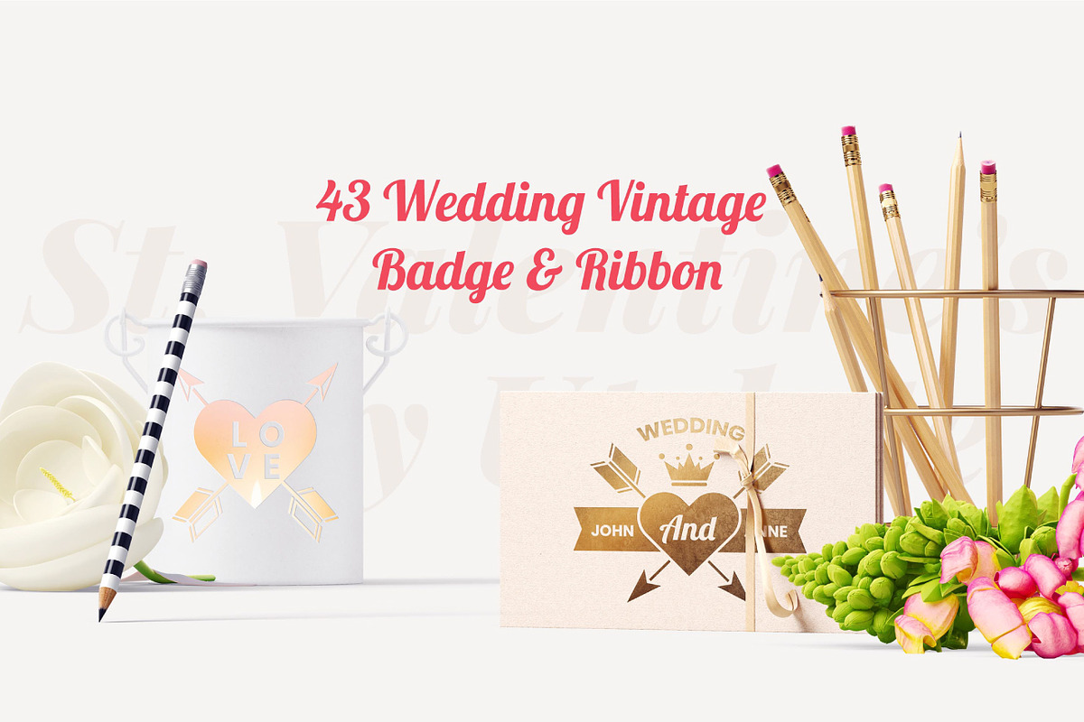 43 WEDDING VINTAGE BADGE & RIBBON, an Invitation Template by Toonsteb (Photo 10 of 14)