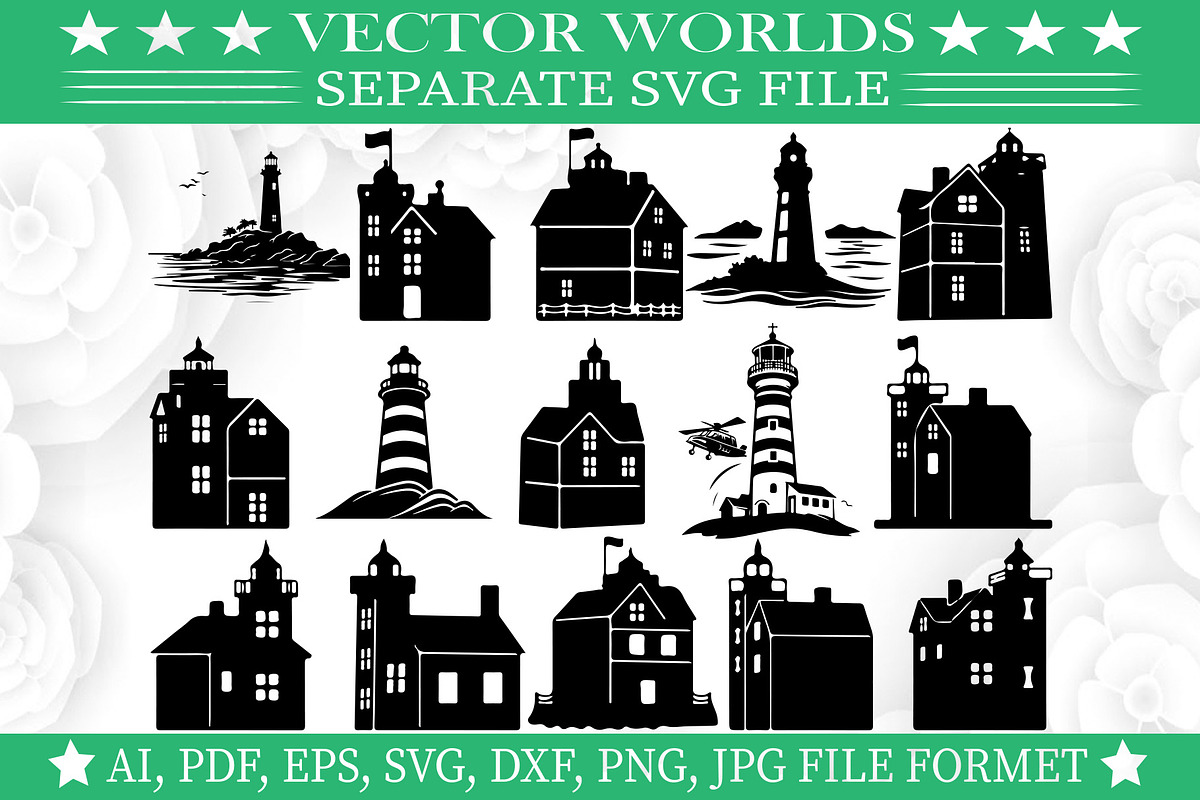 Round Island Lighthouse SVG, an Object Graphic by VectorWorlds
