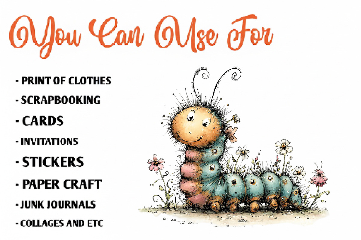 Summer Caterpillar Clipart PNG, an Illustration by CreationArt (Photo 2 of 7)