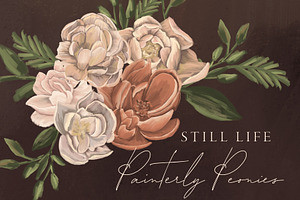 Still Life Painterly Oil Peonies