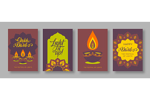 Diwali festival flyers or posters, an Illustration by Liudmyla Matviiets