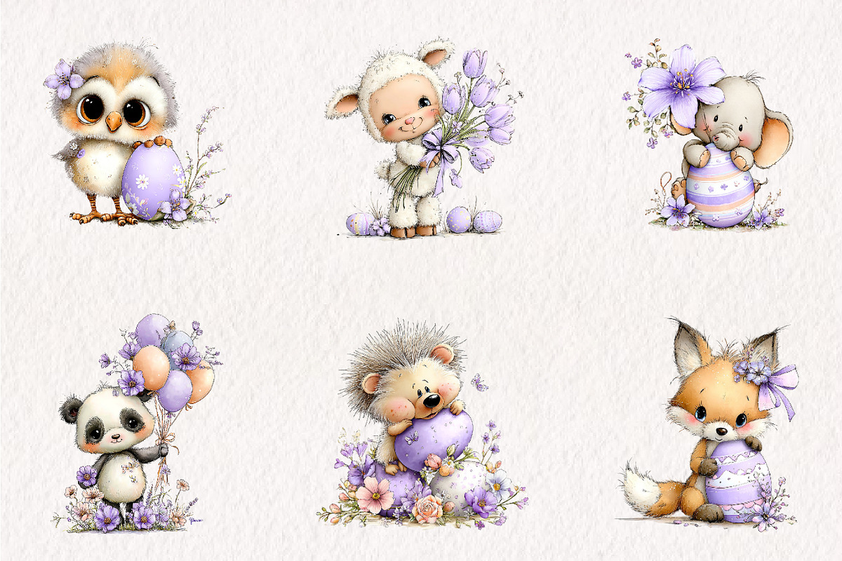 Whimsical Easter Animals Clipart, an Illustration by CreationArt (Photo 6 of 7)