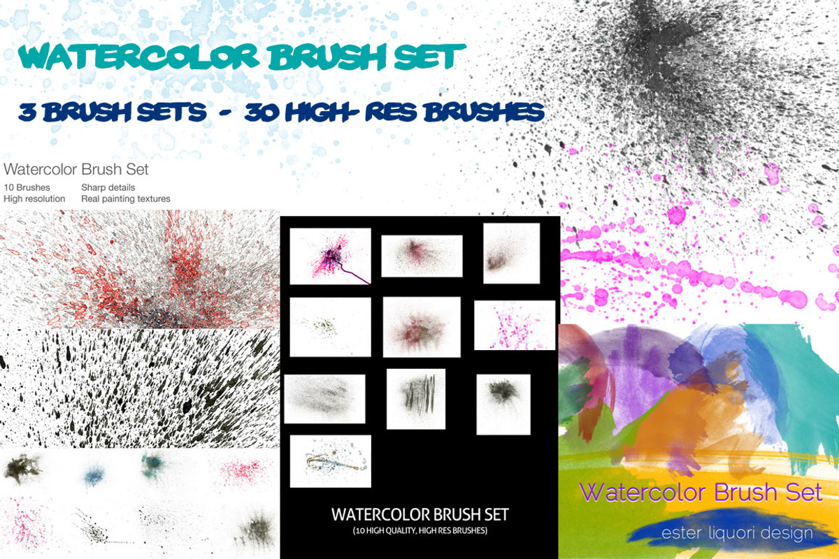 Watercolor Brush Set Mega Bundle, a Brush Add-On by FanExtra