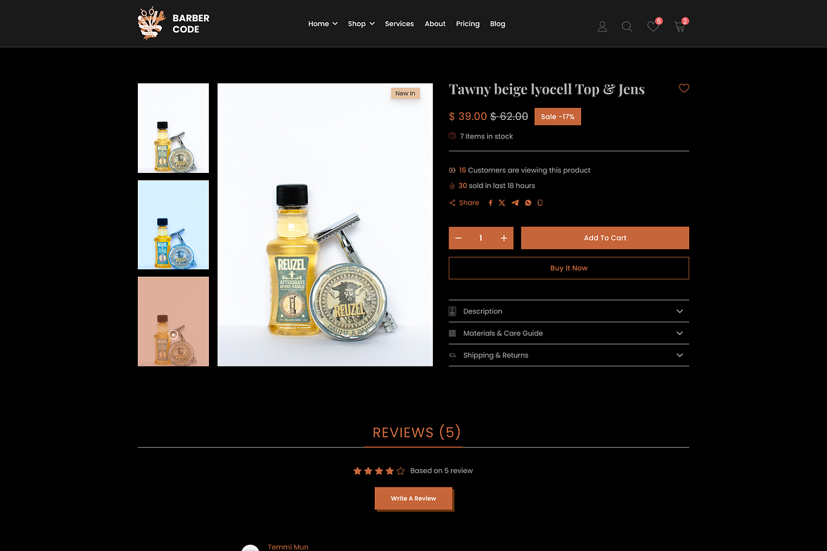 Barber Shop & eCommerce UI Template, an UI Kit Template by ReformedTech (Photo 8 of 26)
