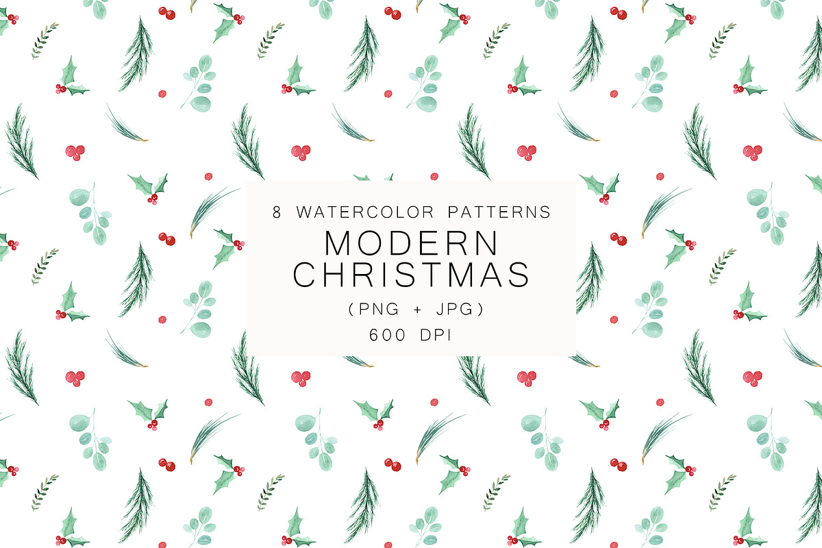 Watercolor Modern Christmas, a Seasonal Illustration by LeriaArt watercolor (Photo 17 of 17)