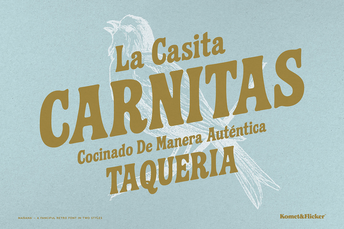Mañana – A Fanciful Retro Font, a Serif Font by Komet & Flicker (Photo 9 of 15)
