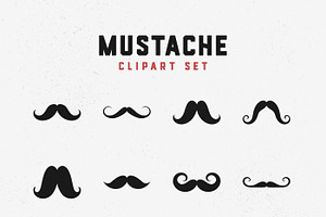 Vintage Mustache Clipart Set