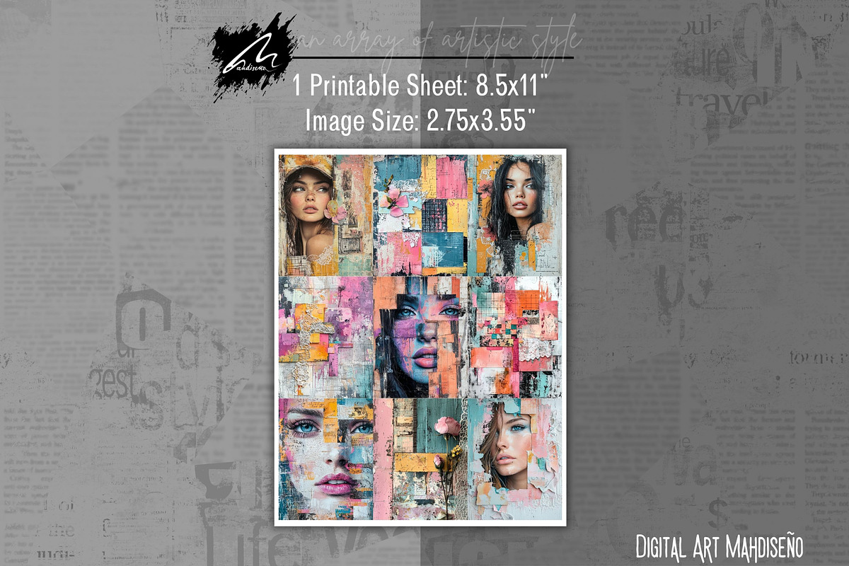 Shabby Portrait Mixed Media Pages, a Person Illustration by Digital Art Mahdiseño (Photo 10 of 10)