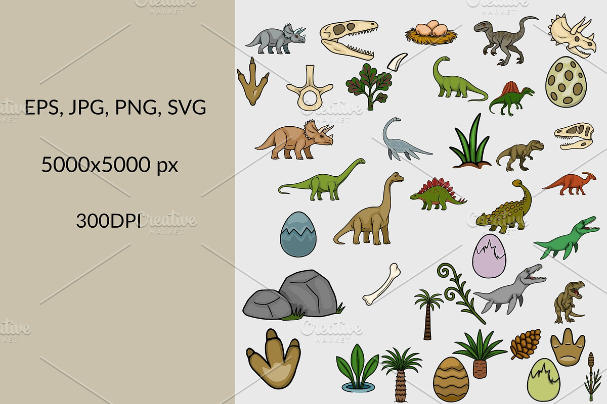 Dino World: Prehistoric Clipart, an Animal Illustration by Elatedowl (Photo 2 of 7)
