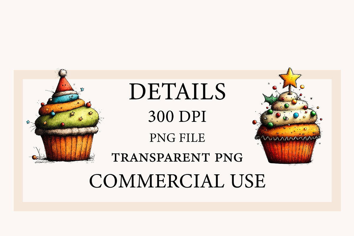Whimsical Christmas cupcake Clipart, a Seasonal Illustration by Designworld (Photo 4 of 10)