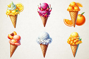 Watercolor Fruit Ice Cream Clipart, a Food Illustration by RobertsArt (Thumbnail 3 of 5)